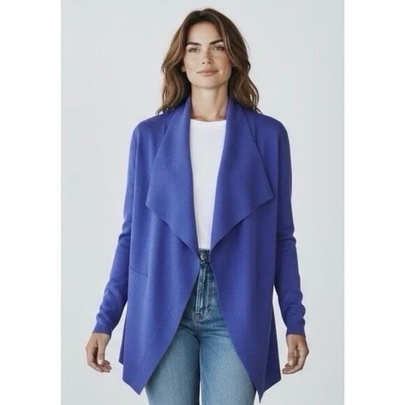 Eileen Fisher Sweaters - Eileen Fisher Silk Blend Cardigan Purple Front Drape Lightweight Jacket Petite M